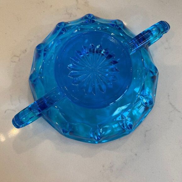 Vintage 1960s-1970s Anchor Hocking Fairfield Blue Double Handled Glass Dish - Picture 4 of 4